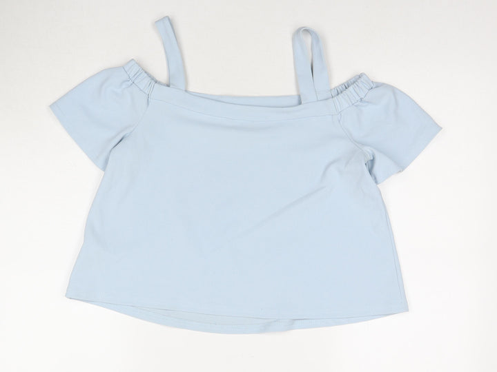 New Look Girls Blue Polyester Basic T-Shirt Size 12-13 Years Off the Shoulder Pullover