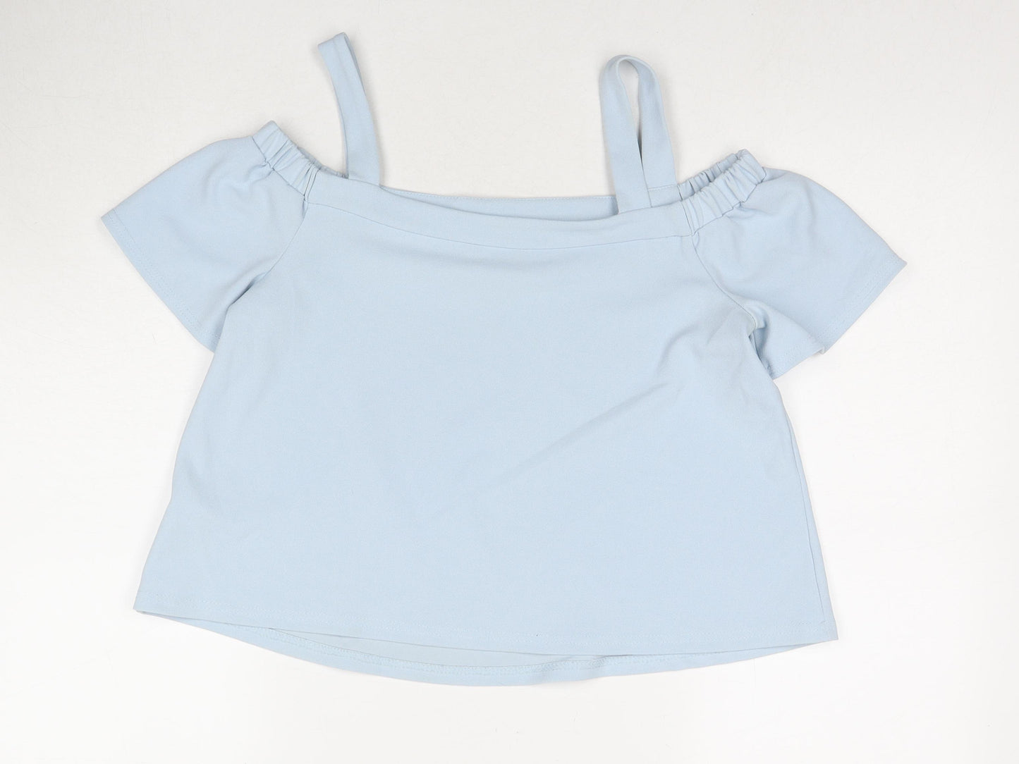 New Look Girls Blue Polyester Basic T-Shirt Size 12-13 Years Off the Shoulder Pullover