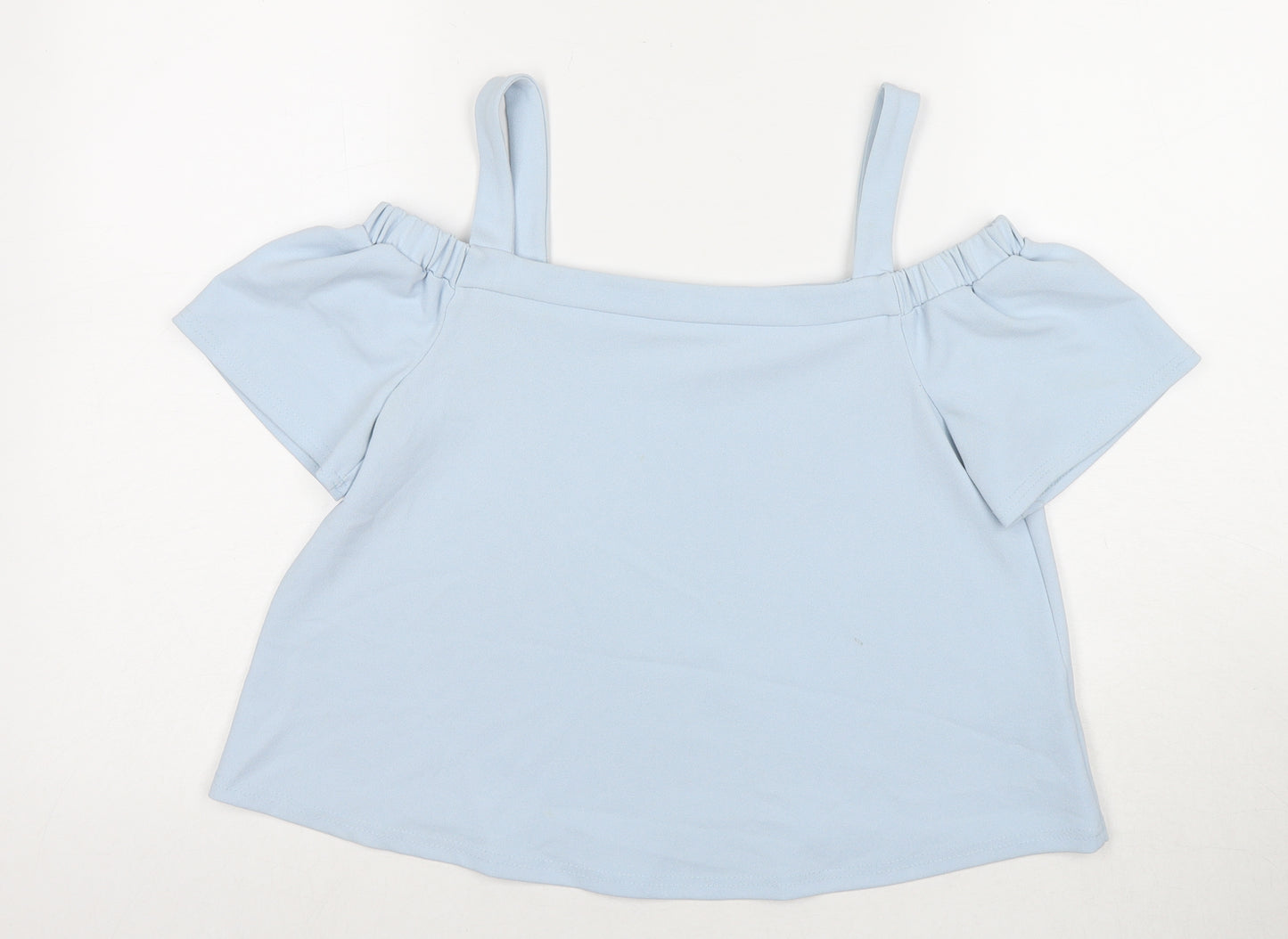 New Look Girls Blue Polyester Basic T-Shirt Size 12-13 Years Off the Shoulder Pullover