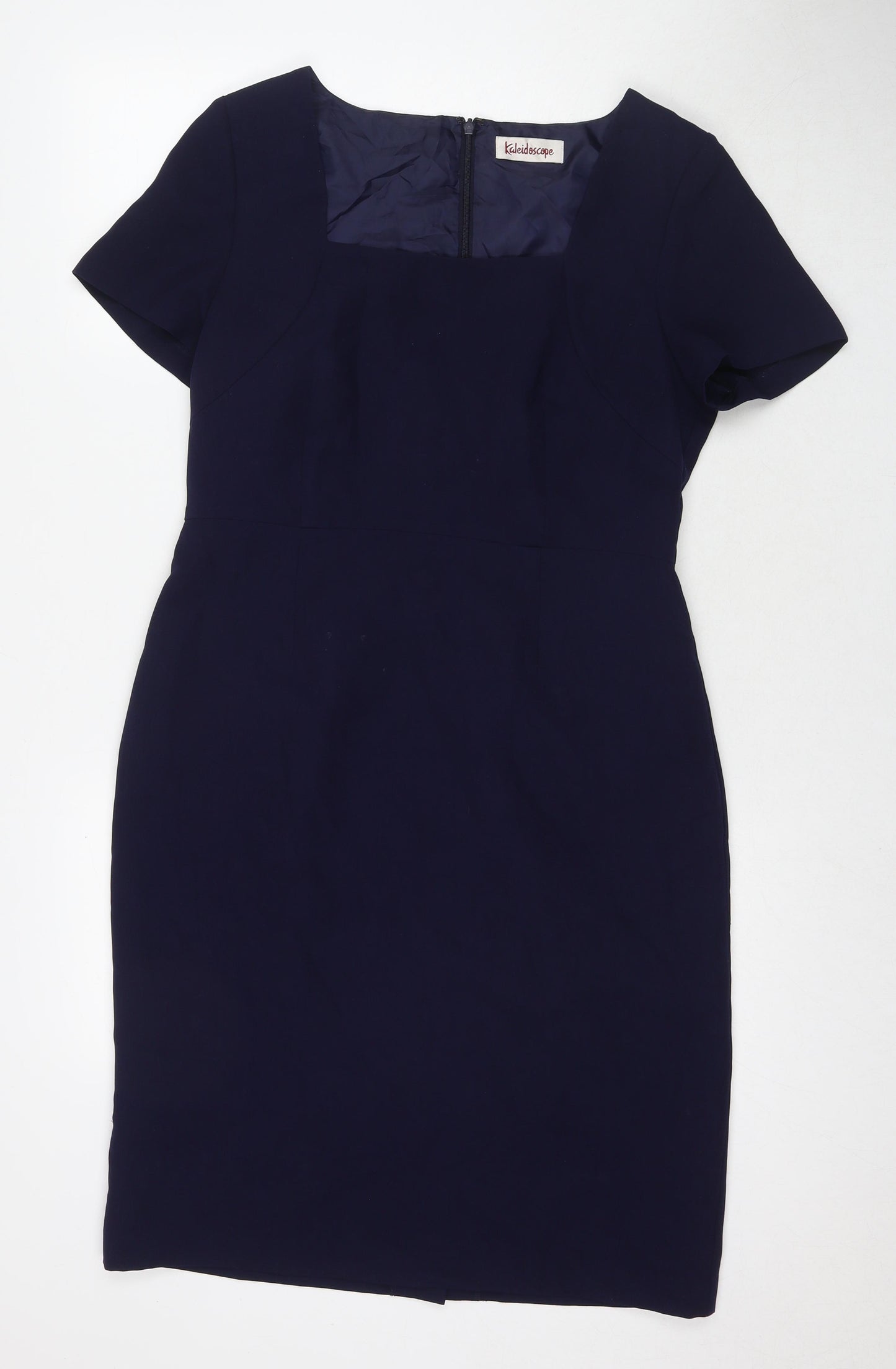 Kaleidoscope Womens Blue Polyester A-Line Size 14 Square Neck Zip