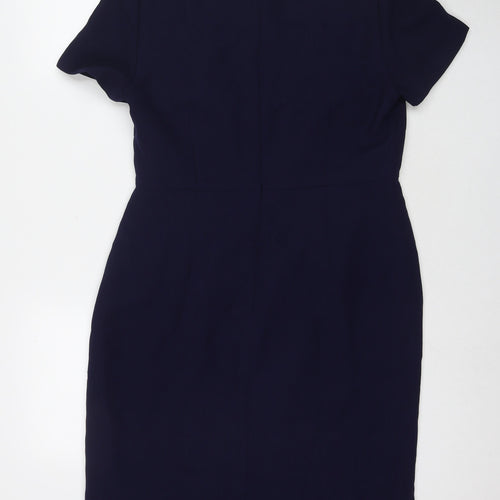 Kaleidoscope Womens Blue Polyester A-Line Size 14 Square Neck Zip