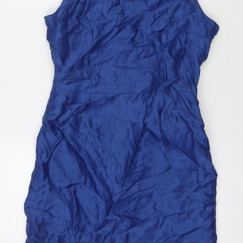 Kaliko Womens Blue Polyester A-Line Size 10 Round Neck Zip