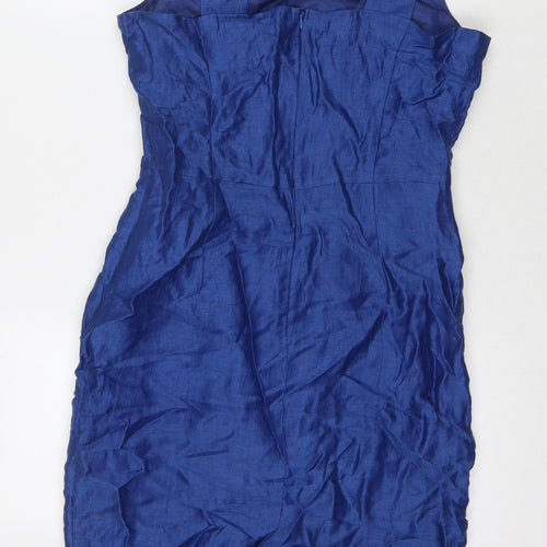 Kaliko Womens Blue Polyester A-Line Size 10 Round Neck Zip