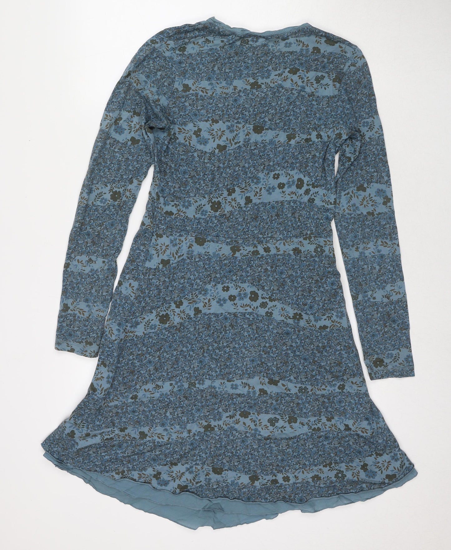 Sandwich Womens Blue Floral Polyester Fit & Flare Size S V-Neck Pullover