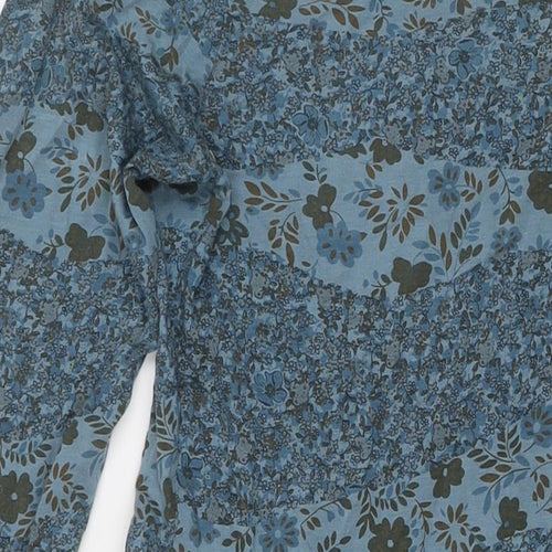 Sandwich Womens Blue Floral Polyester Fit & Flare Size S V-Neck Pullover