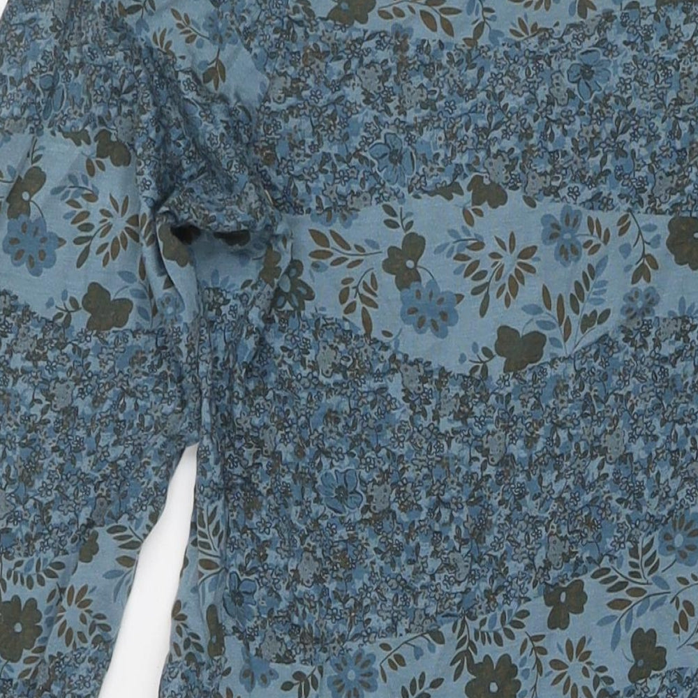 Sandwich Womens Blue Floral Polyester Fit & Flare Size S V-Neck Pullover