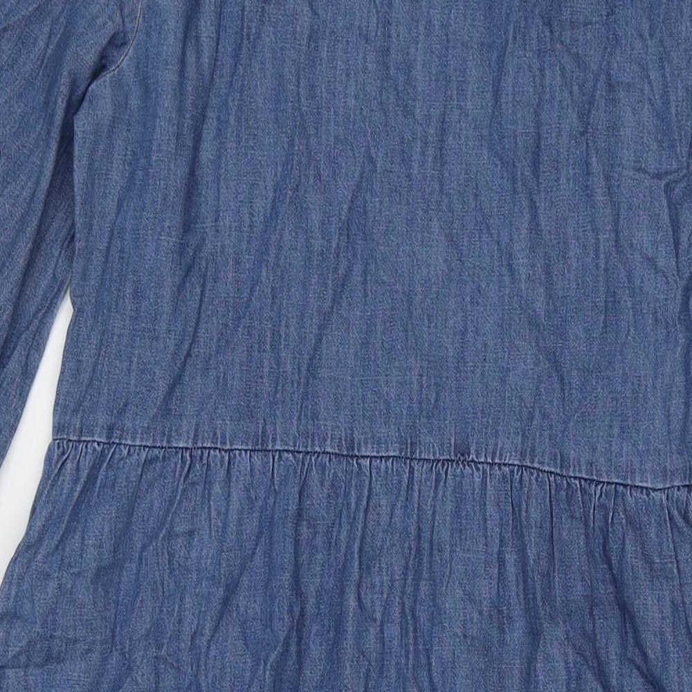 Marks and Spencer Womens Blue Polyester Fit & Flare Size 12 Round Neck Zip