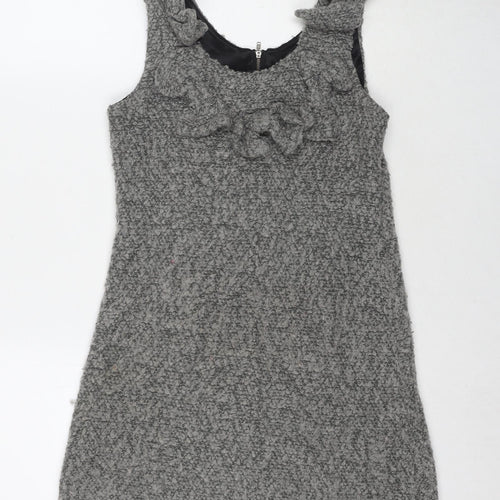 Club L Womens Grey Cotton Tank Dress Size M Round Neck Zip - Size M/L