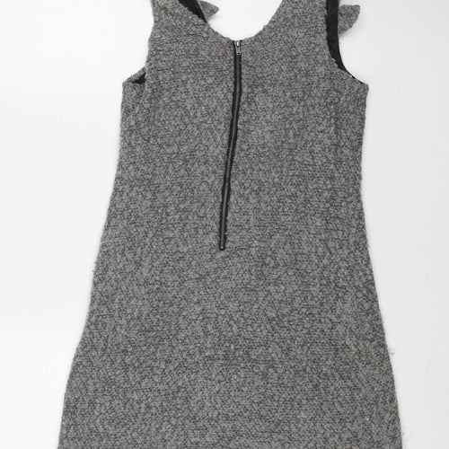 Club L Womens Grey Cotton Tank Dress Size M Round Neck Zip - Size M/L