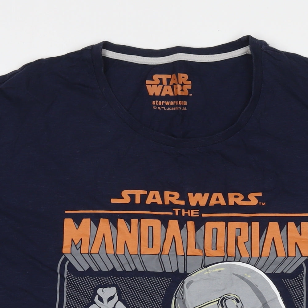 Star Wars Mens Blue Cotton T-Shirt Size XL Round Neck