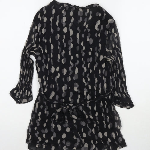 Zara Womens Black Polka Dot Silk Basic Blouse Size S Round Neck
