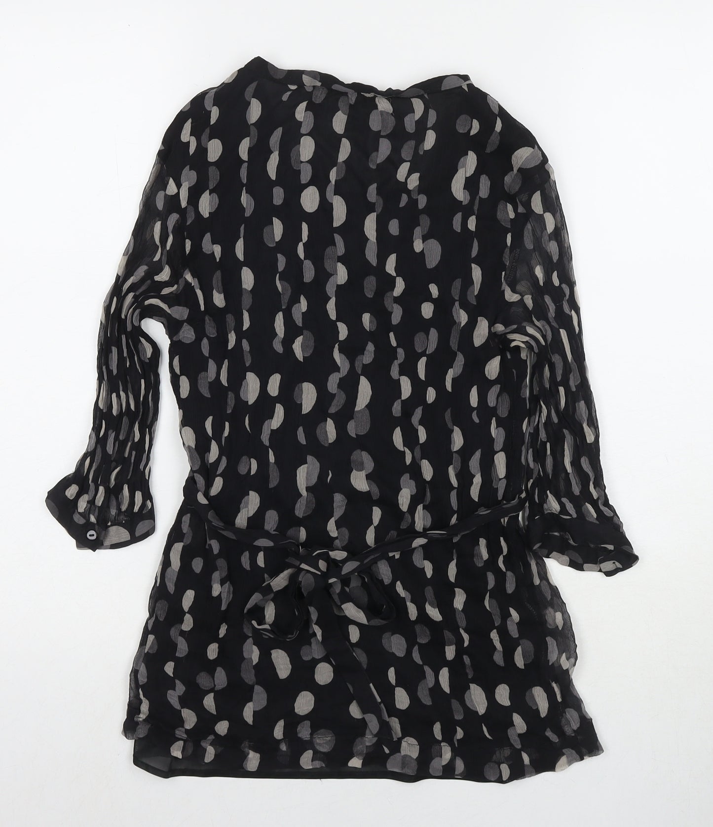 Zara Womens Black Polka Dot Silk Basic Blouse Size S Round Neck