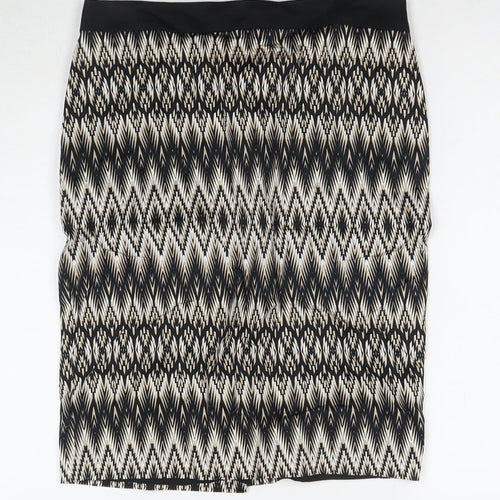 Marks and Spencer Womens Multicoloured Geometric Cotton A-Line Skirt Size 10 Zip
