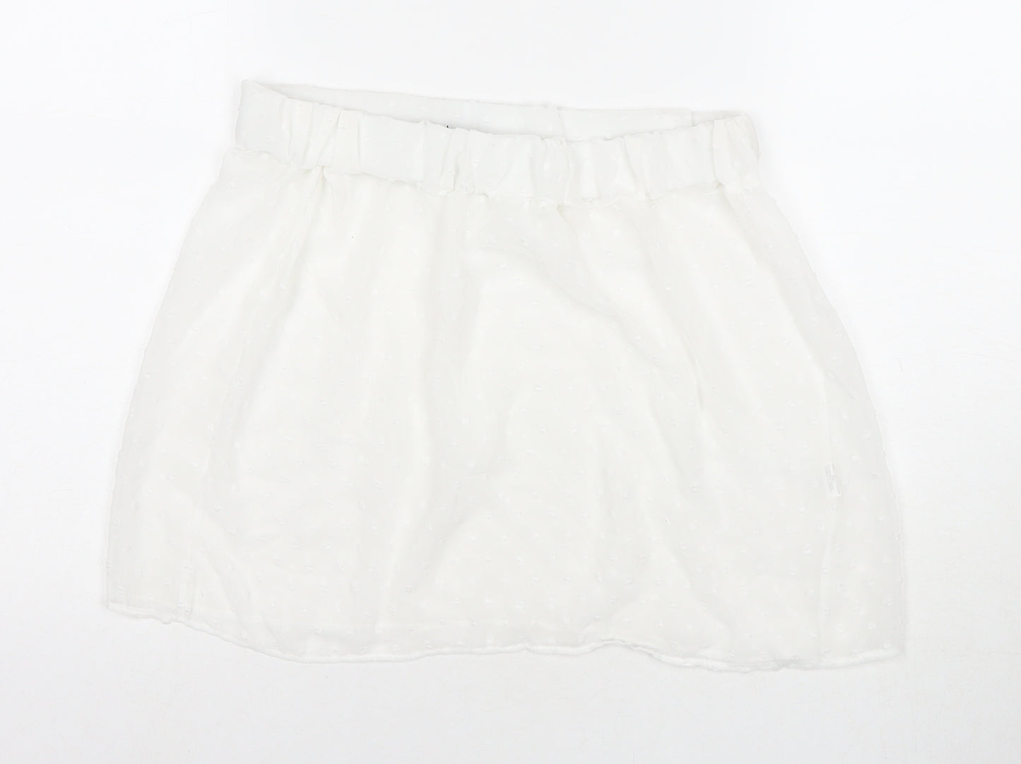 PRETTYLITTLETHING Womens White Polka Dot Polyester Mini Skirt Size 12