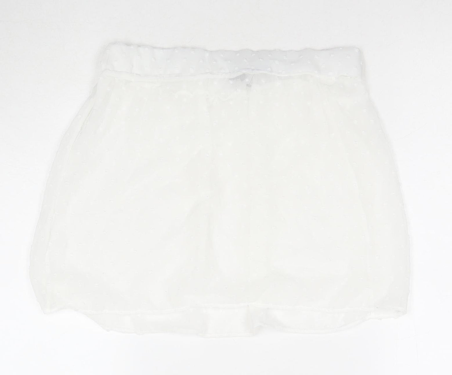 PRETTYLITTLETHING Womens White Polka Dot Polyester Mini Skirt Size 12