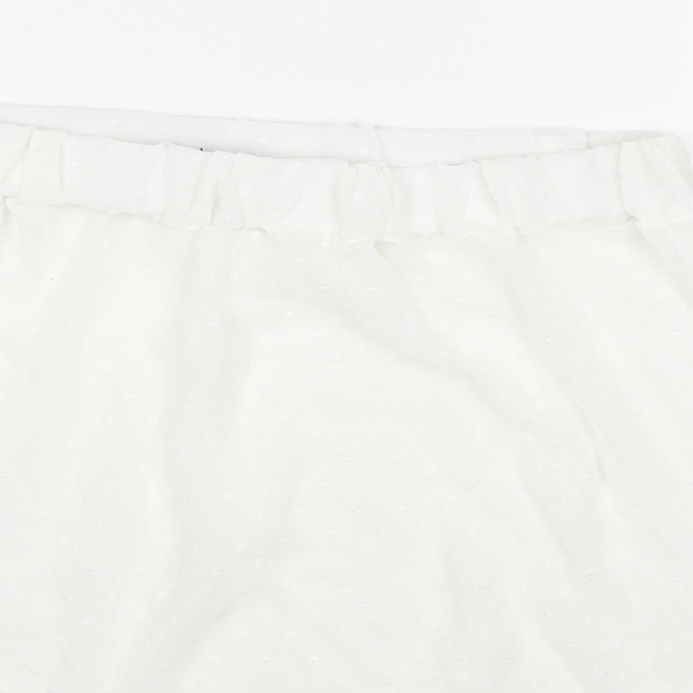 PRETTYLITTLETHING Womens White Polka Dot Polyester Mini Skirt Size 12