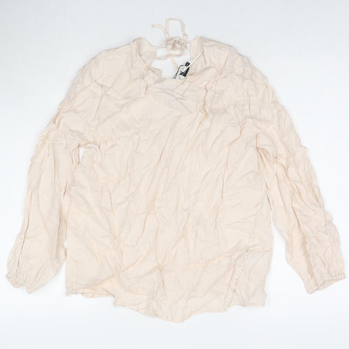 Marks and Spencer Womens Ivory Cupro Basic Blouse Size 12 Round Neck