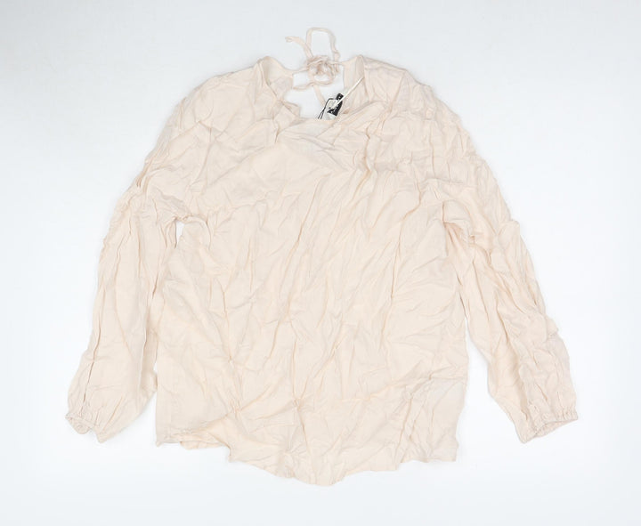 Marks and Spencer Womens Ivory Cupro Basic Blouse Size 12 Round Neck