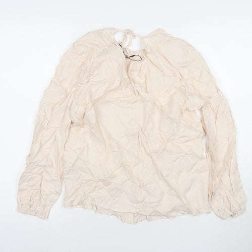 Marks and Spencer Womens Ivory Cupro Basic Blouse Size 12 Round Neck