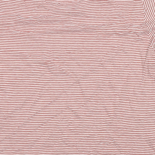 Marks and Spencer Womens Red Striped Cotton Basic T-Shirt Size 14 Round Neck