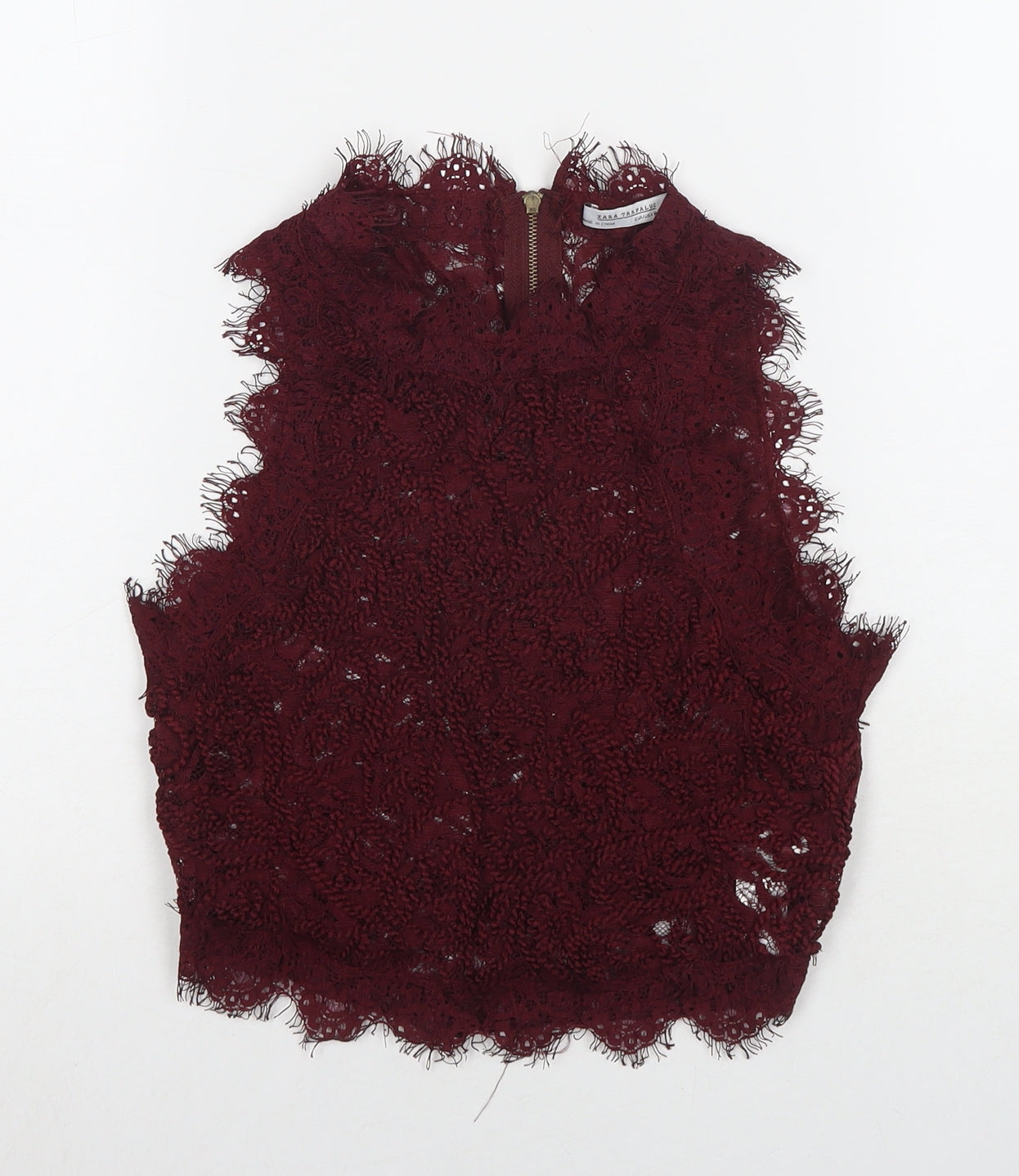 Zara Womens Red Polyester Basic Tank Size M Round Neck
