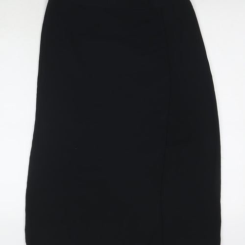 Marks and Spencer Womens Black Polyester Straight & Pencil Skirt Size 8 Zip