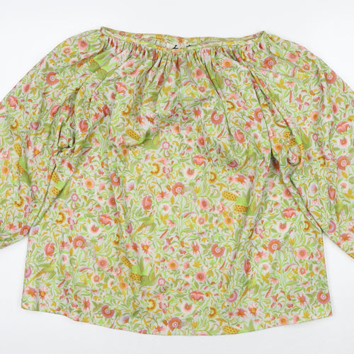 Eastex Womens Green Floral Polyester Basic Blouse Size 16 Boat Neck