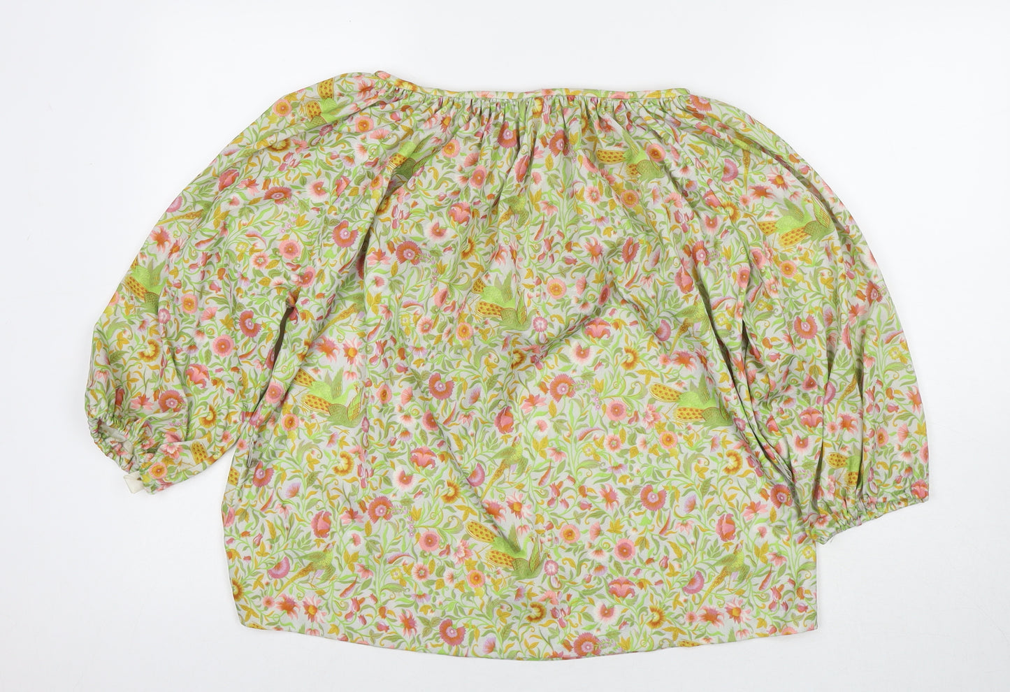 Eastex Womens Green Floral Polyester Basic Blouse Size 16 Boat Neck