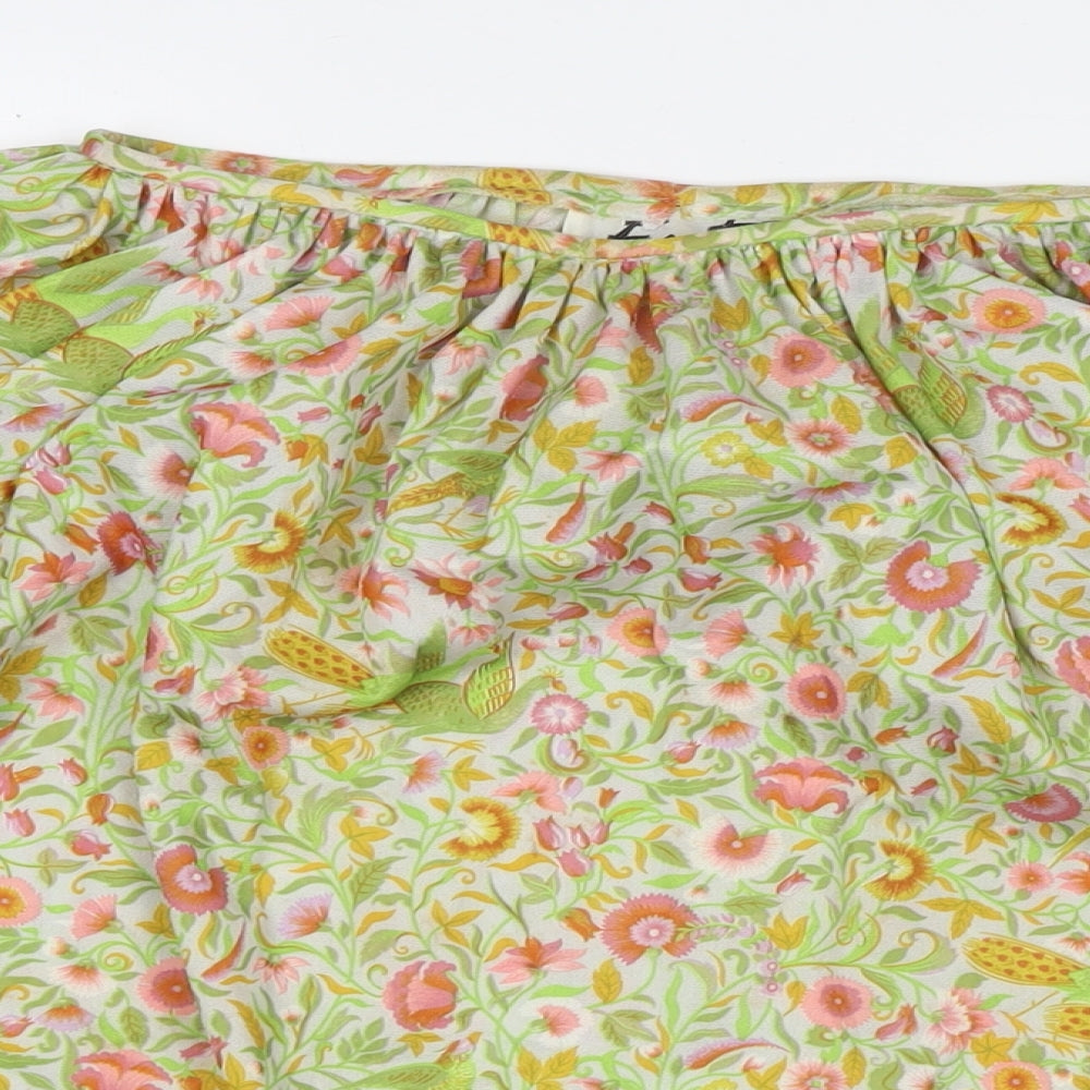 Eastex Womens Green Floral Polyester Basic Blouse Size 16 Boat Neck