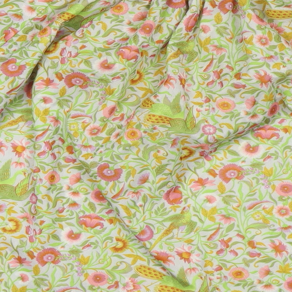 Eastex Womens Green Floral Polyester Basic Blouse Size 16 Boat Neck