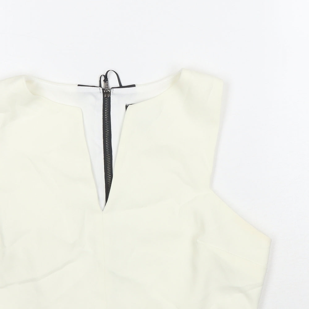 Topshop Womens White Polyester Basic Tank Size 12 Round Neck