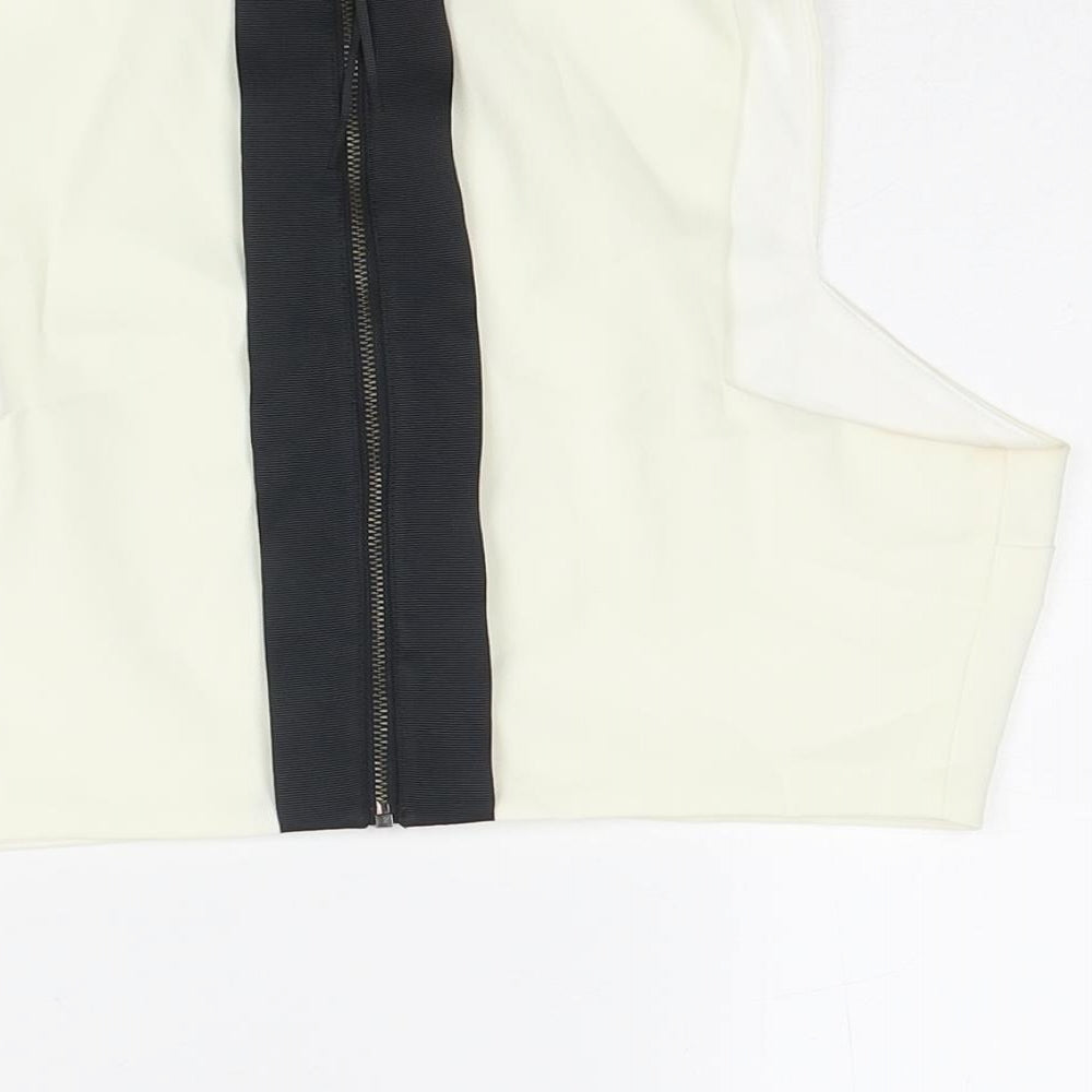 Topshop Womens White Polyester Basic Tank Size 12 Round Neck