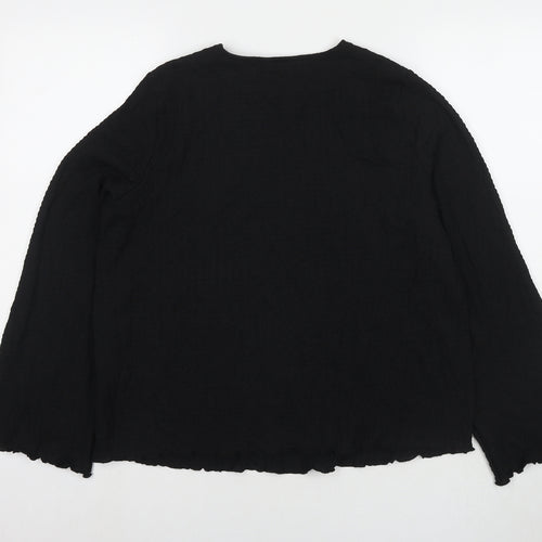 Marks and Spencer Womens Black Polyester Basic Blouse Size 14 Round Neck