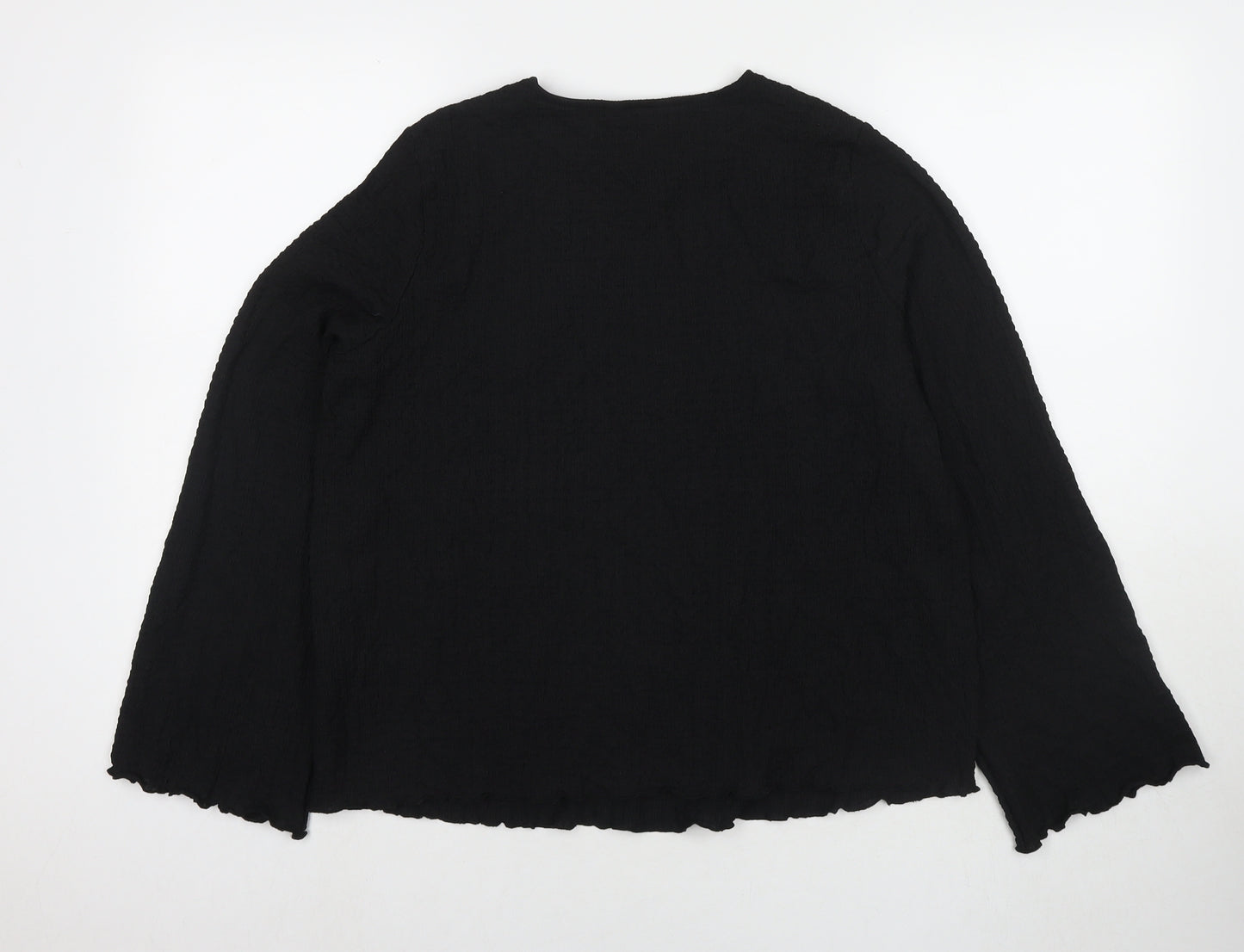 Marks and Spencer Womens Black Polyester Basic Blouse Size 14 Round Neck