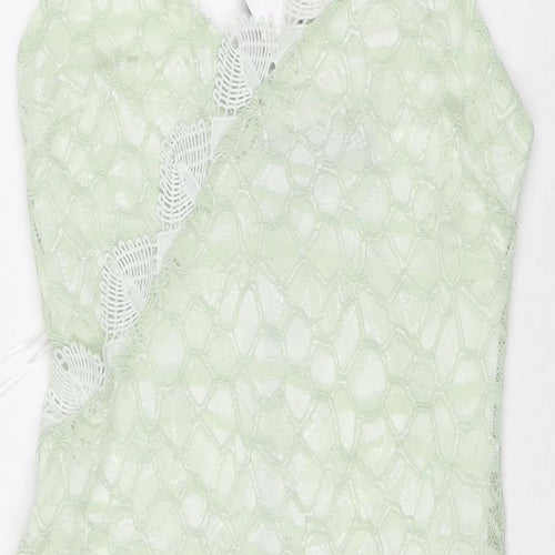 Topshop Womens Green Polyester Bodycon Size 10 V-Neck Zip
