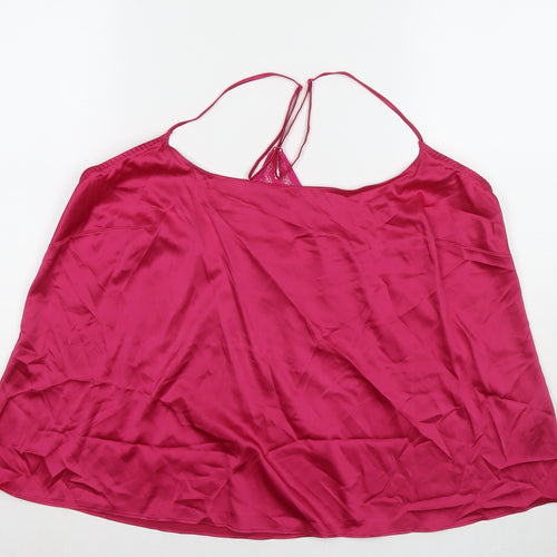 Marks and Spencer Womens Pink Polyester Camisole T-Shirt Size L Round Neck