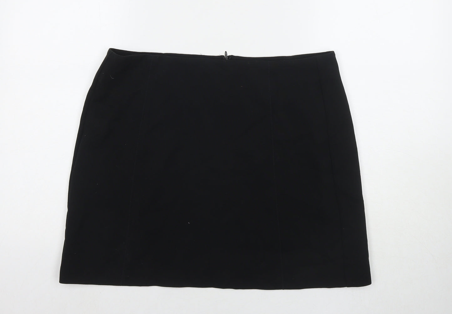 Marks and Spencer Womens Black Polyester Mini Skirt Size 16 Zip