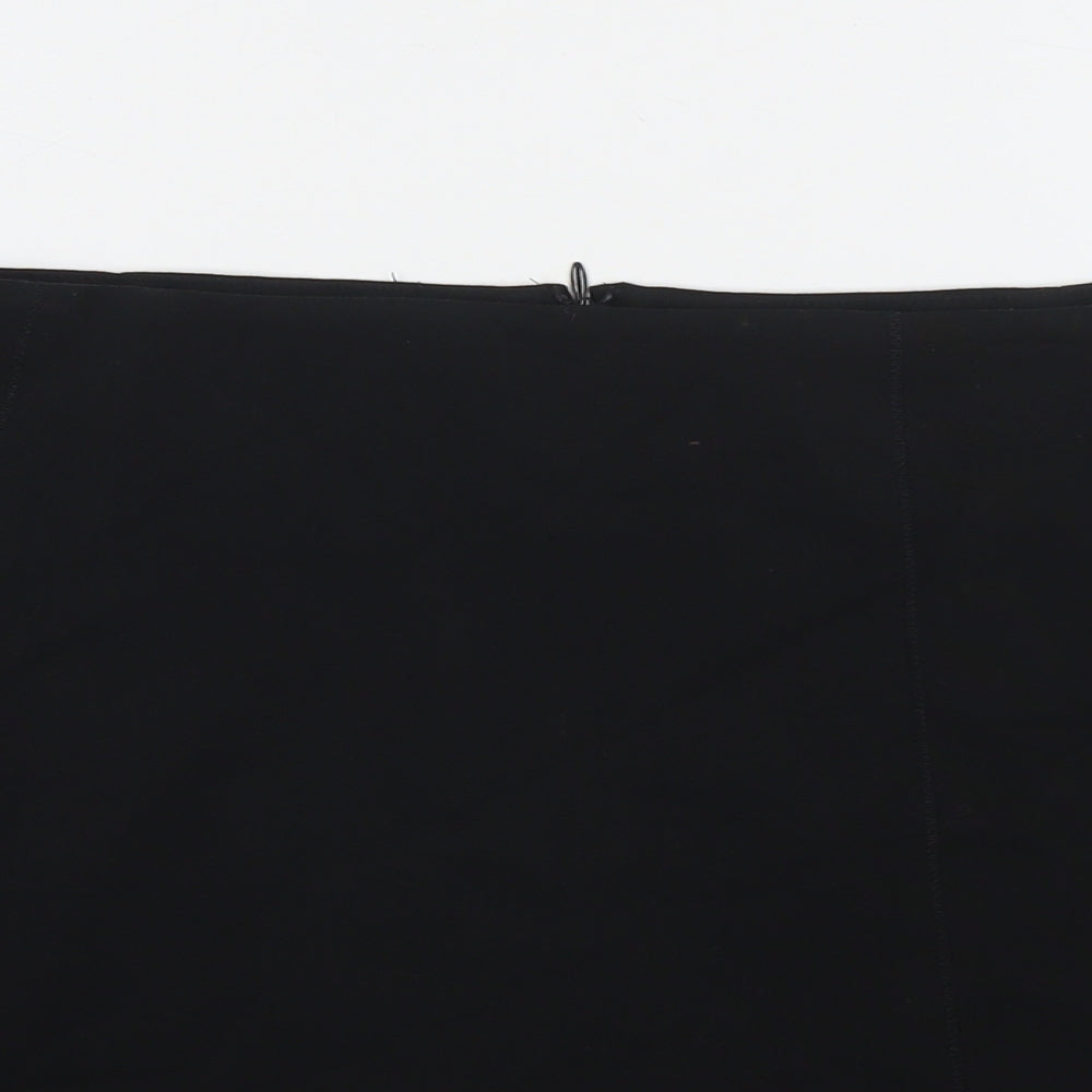 Marks and Spencer Womens Black Polyester Mini Skirt Size 16 Zip