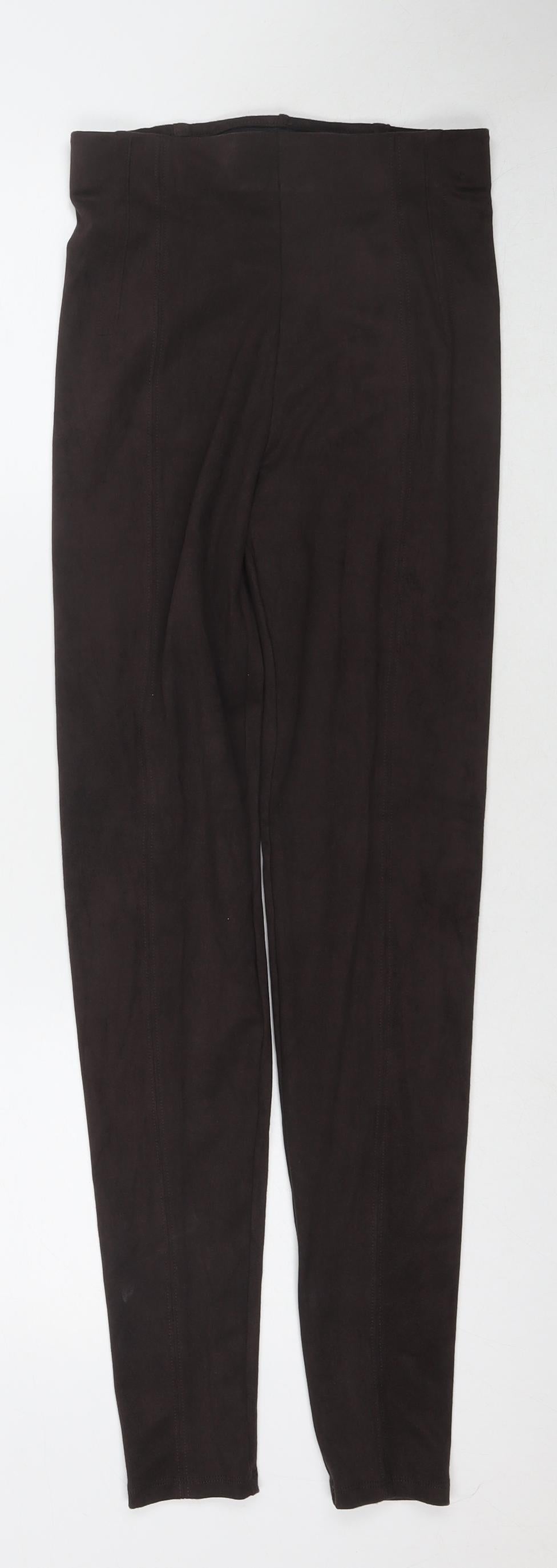 Marks and Spencer Womens Brown Polyester Trousers Size 6 L29 in Regular
