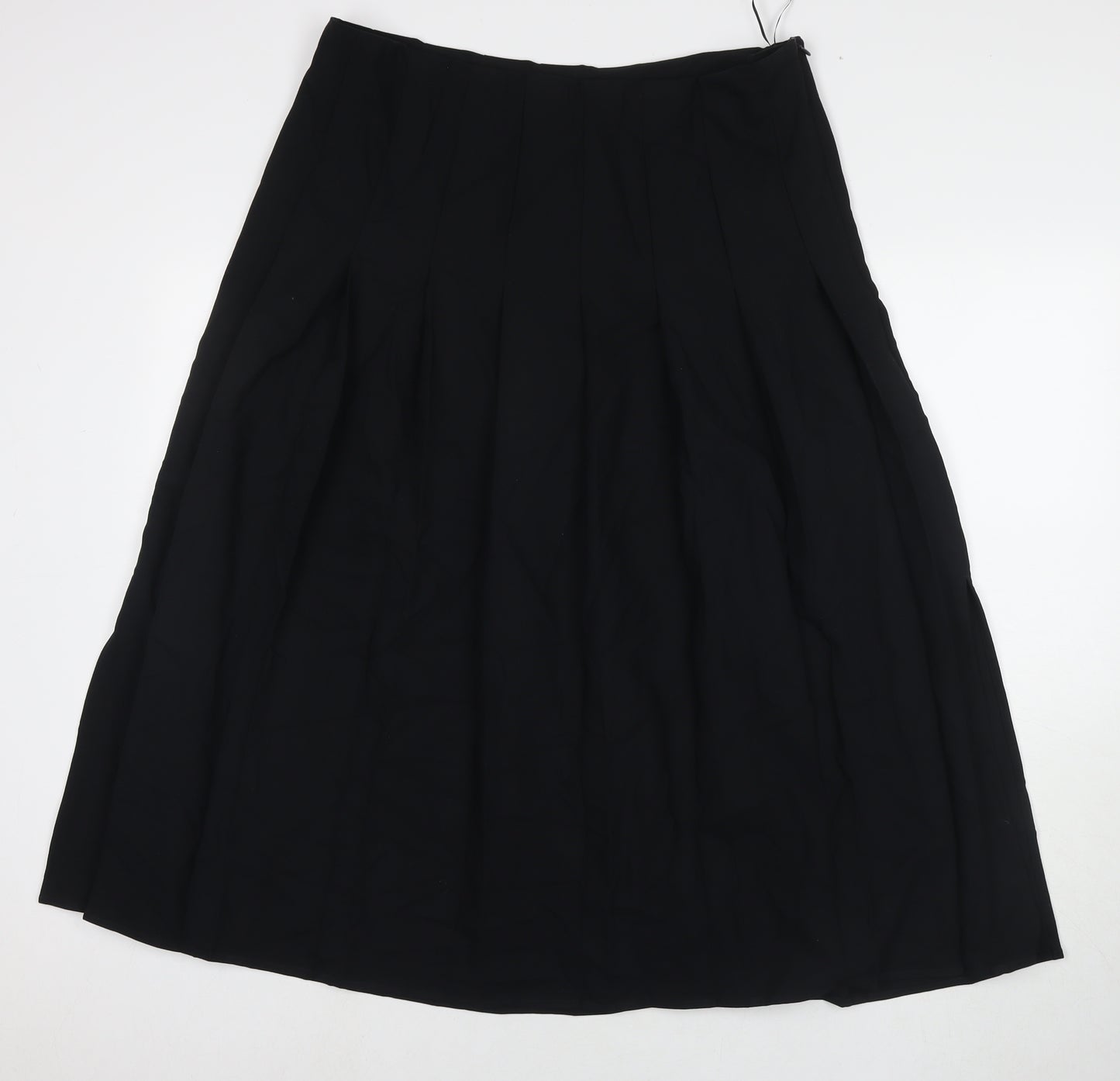 Marks and Spencer Womens Black Polyester Pleated Skirt Size 16 Zip