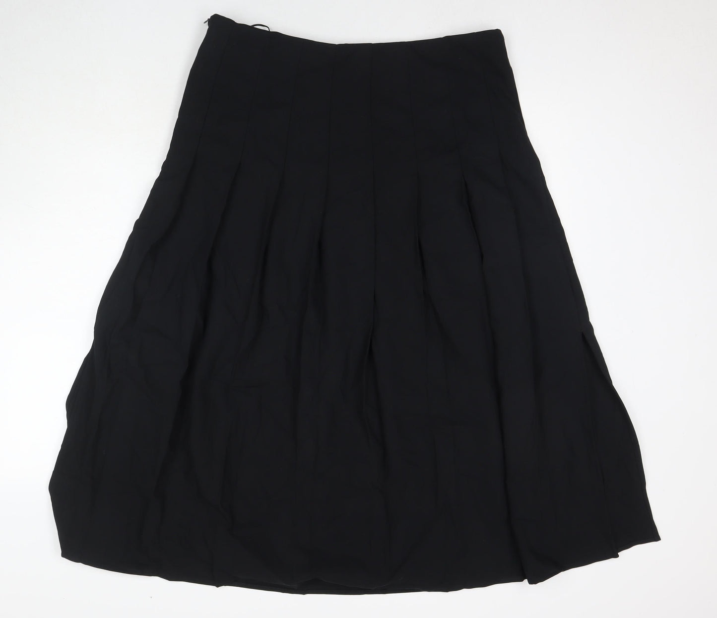 Marks and Spencer Womens Black Polyester Pleated Skirt Size 16 Zip