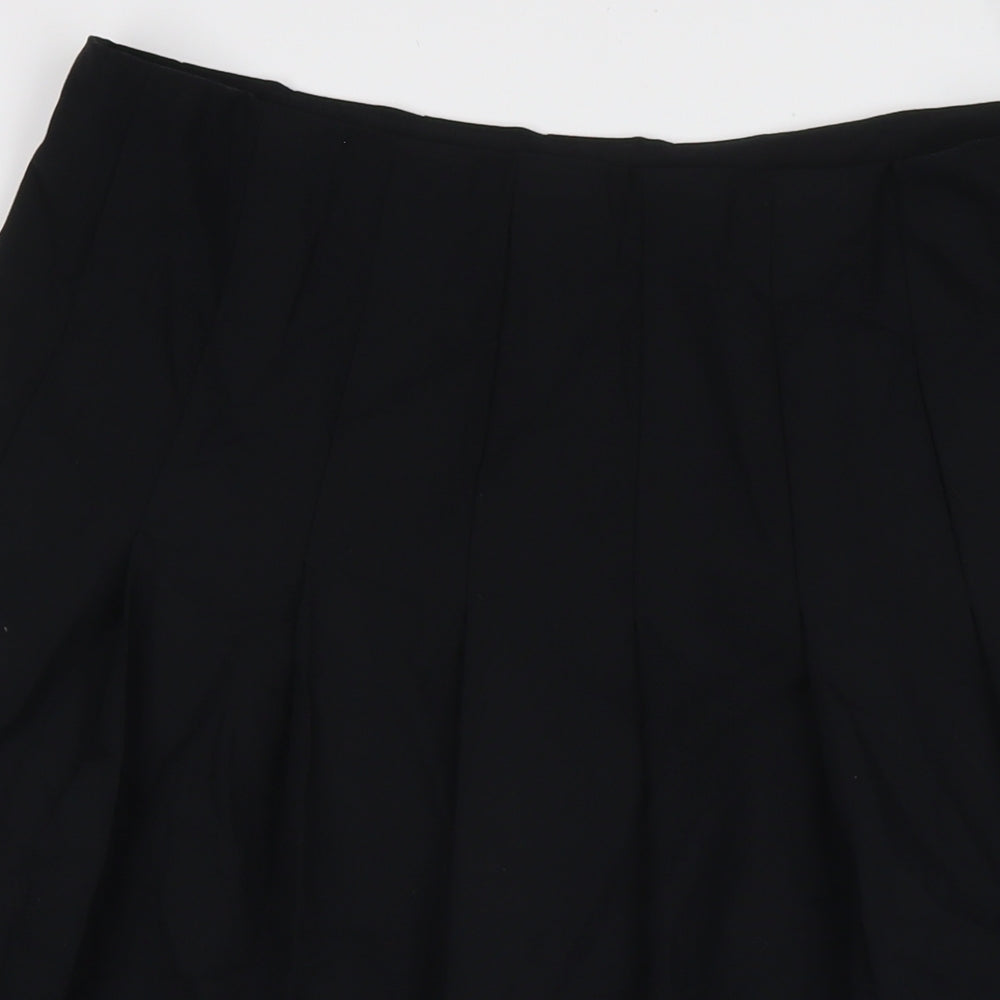 Marks and Spencer Womens Black Polyester Pleated Skirt Size 16 Zip