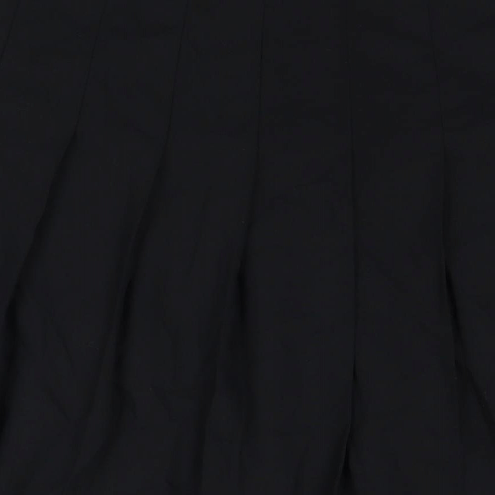 Marks and Spencer Womens Black Polyester Pleated Skirt Size 16 Zip