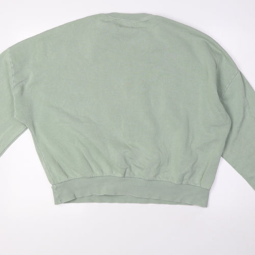 Pull&Bear Womens Green Cotton Pullover Sweatshirt Size L - NationalWinnersChmps