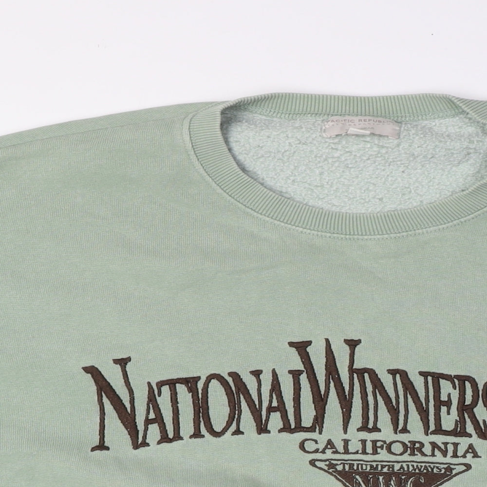 Pull&Bear Womens Green Cotton Pullover Sweatshirt Size L - NationalWinnersChmps