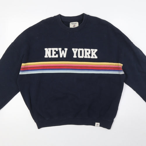 Pull&Bear Womens Blue Cotton Pullover Sweatshirt Size XS - New York