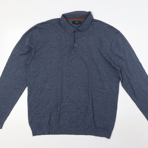 NEXT Mens Blue Cotton Pullover Sweatshirt Size 2XL - Button Up Neck