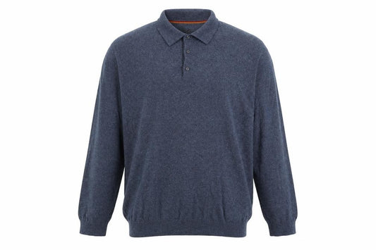 Front view of Next men’s blue cotton pullover sweatshirt, size 2XL, - button up neck