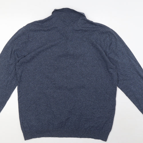 NEXT Mens Blue Cotton Pullover Sweatshirt Size 2XL - Button Up Neck