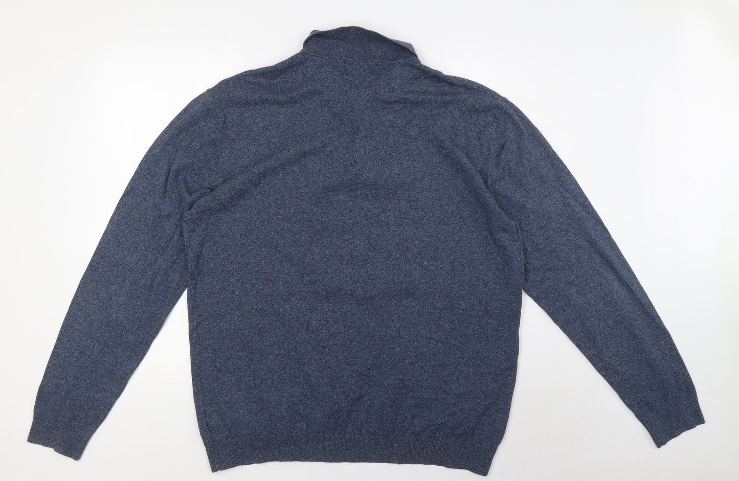 NEXT Mens Blue Cotton Pullover Sweatshirt Size 2XL - Button Up Neck